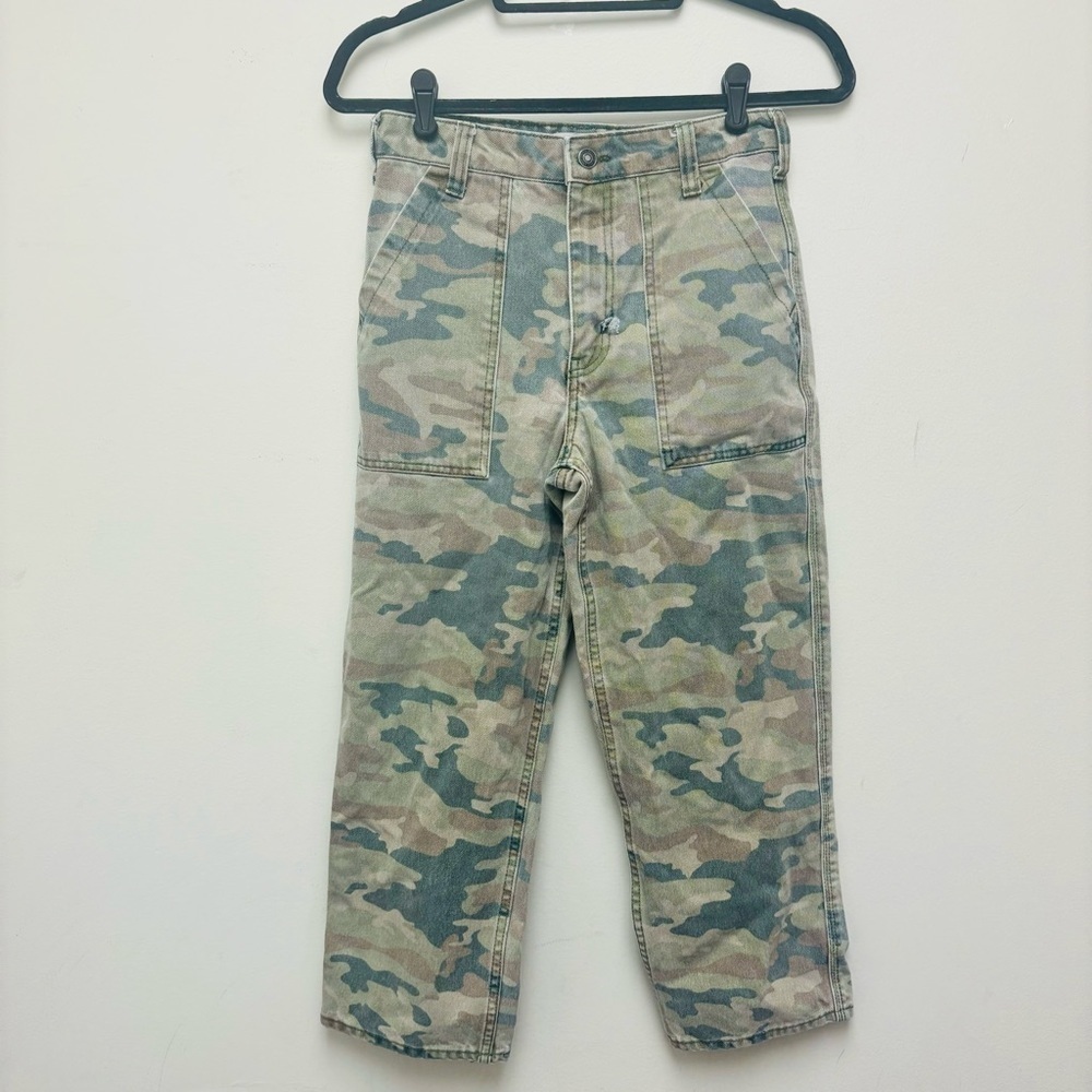 Free People Jeans Camo Remy Cropped Wide Leg High Rise - Picture 2 of 15